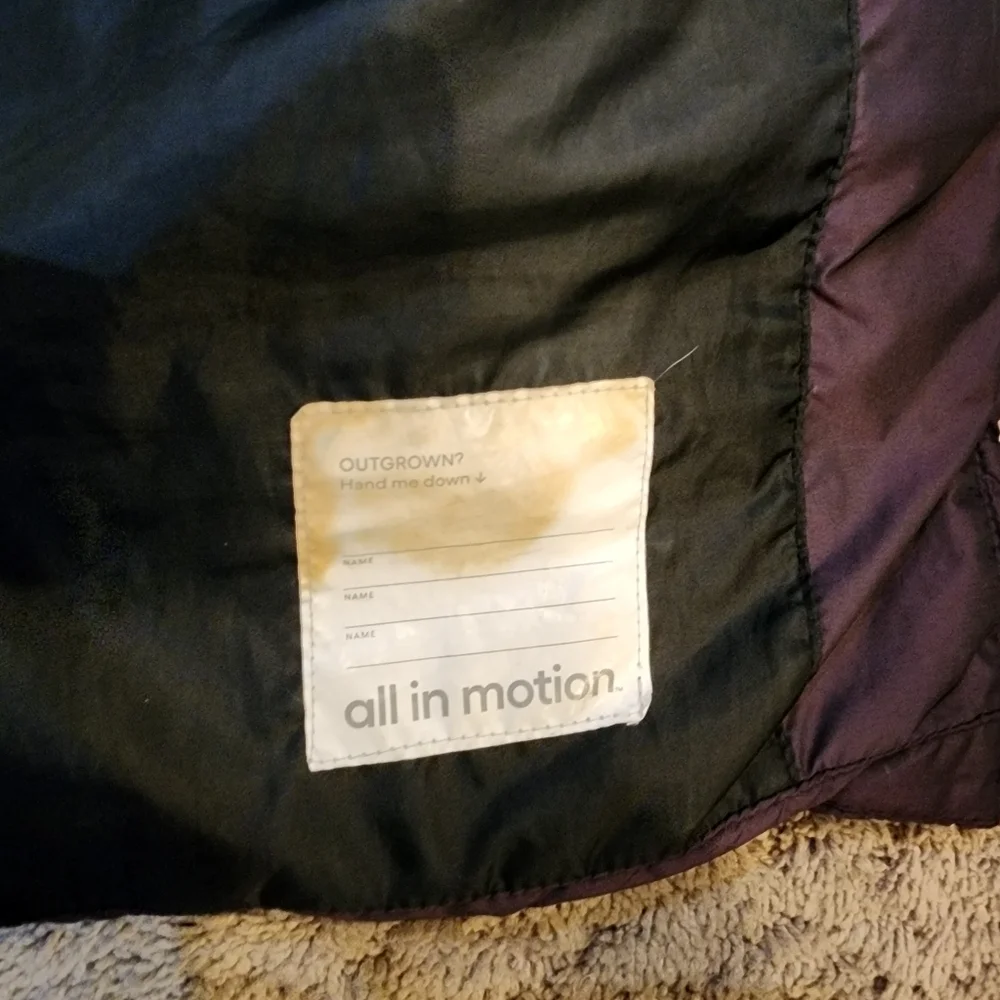 All In Motion Girls Hooded Purple Puffer Jacket Size XL 14/16
